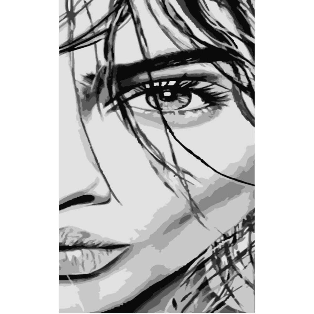 Фото, Видеообзоры картина за номерами strateg преміум чорно-біле обличчя розміром 50х25 см (ww022)