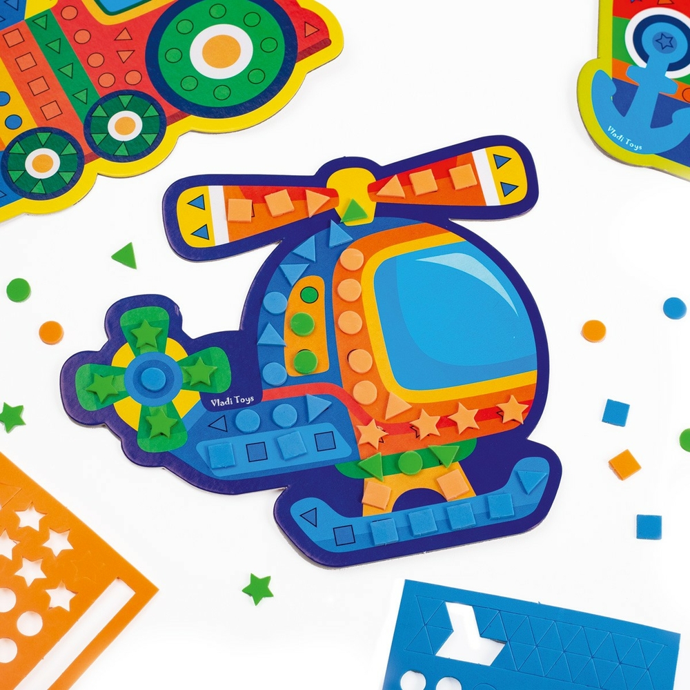 Фото, Видеообзоры набір для творчості м'яка мозаїка «транспорт» vladi toys vt4511-10