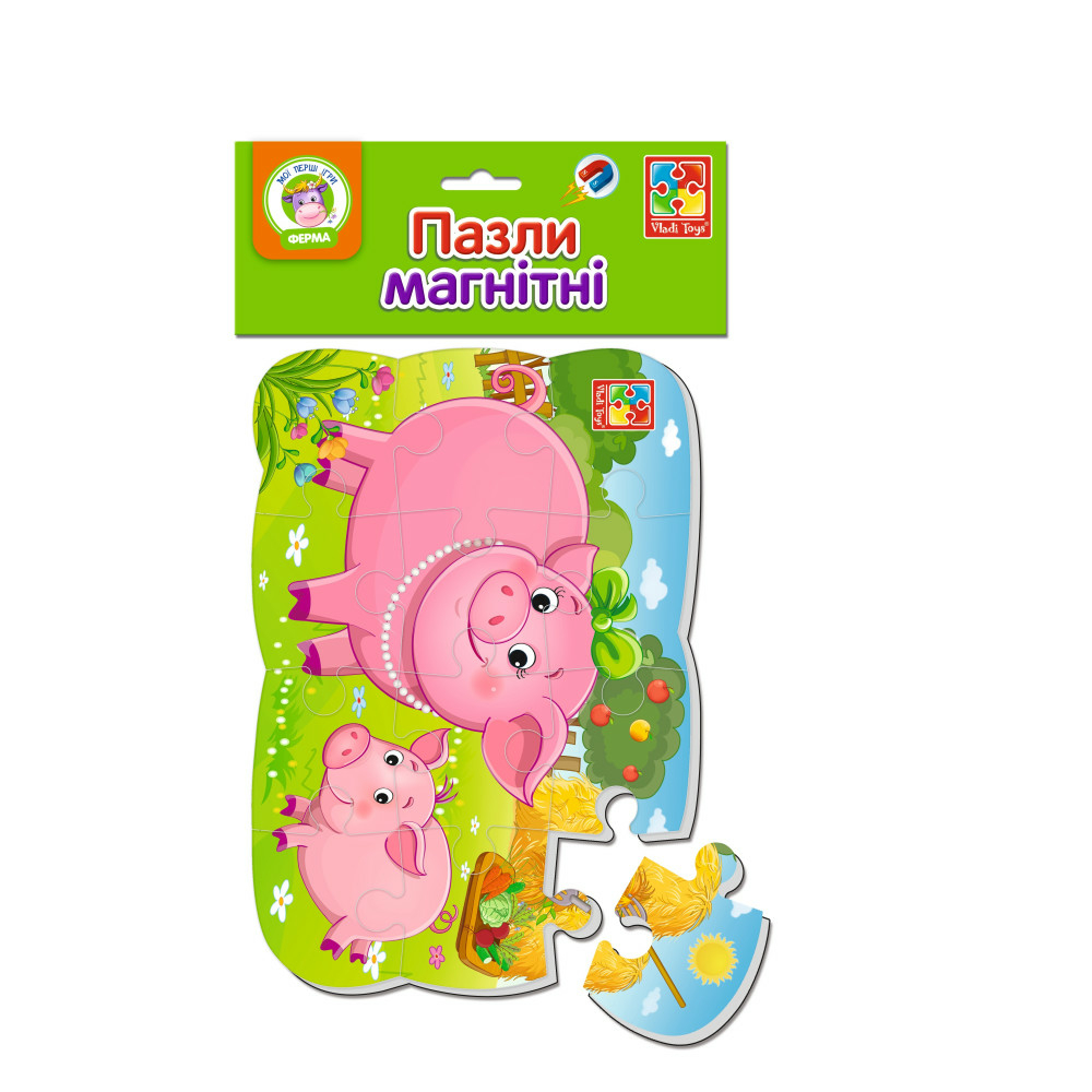 Фото, Відеоогляди пазли на магніті а5 "свинка та порося" vt3205-77