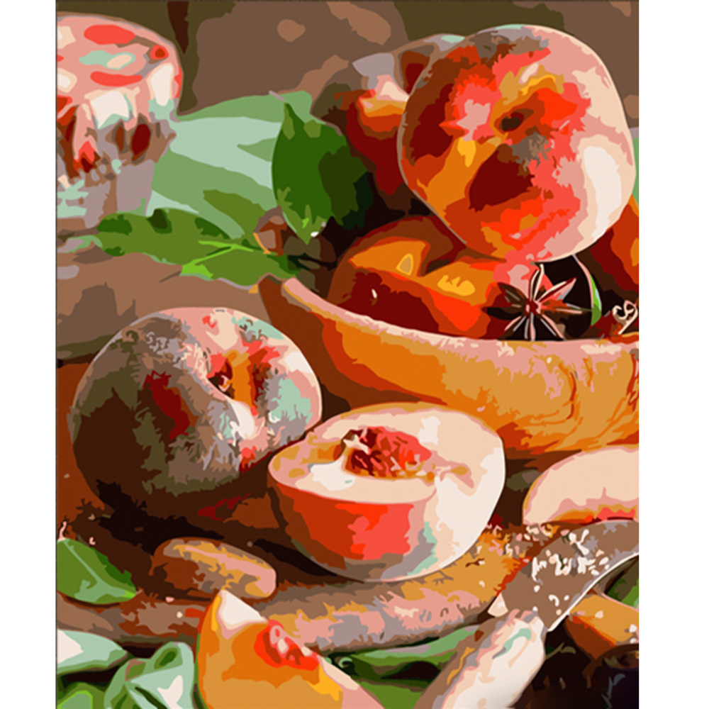 Фото, Видеообзоры картина за номерами strateg преміум соковиті персики розміром 40х50 см (hh082)