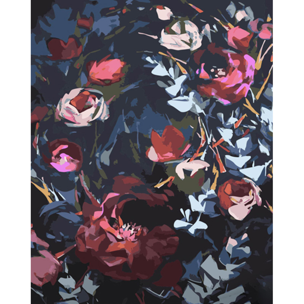 Фото, Видеообзоры картина за номерами strateg преміум загадковий букет з лаком та з рівнем розміром 40х50 см (gs1398)