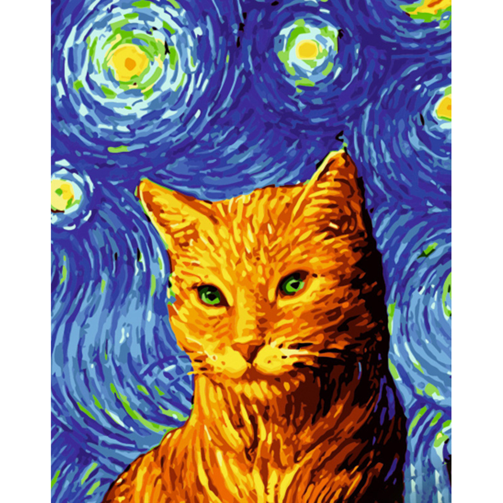 Фото, Відеоогляди картина за номерами strateg преміум кіт ван гога розміром 40х50 см (gs1182)