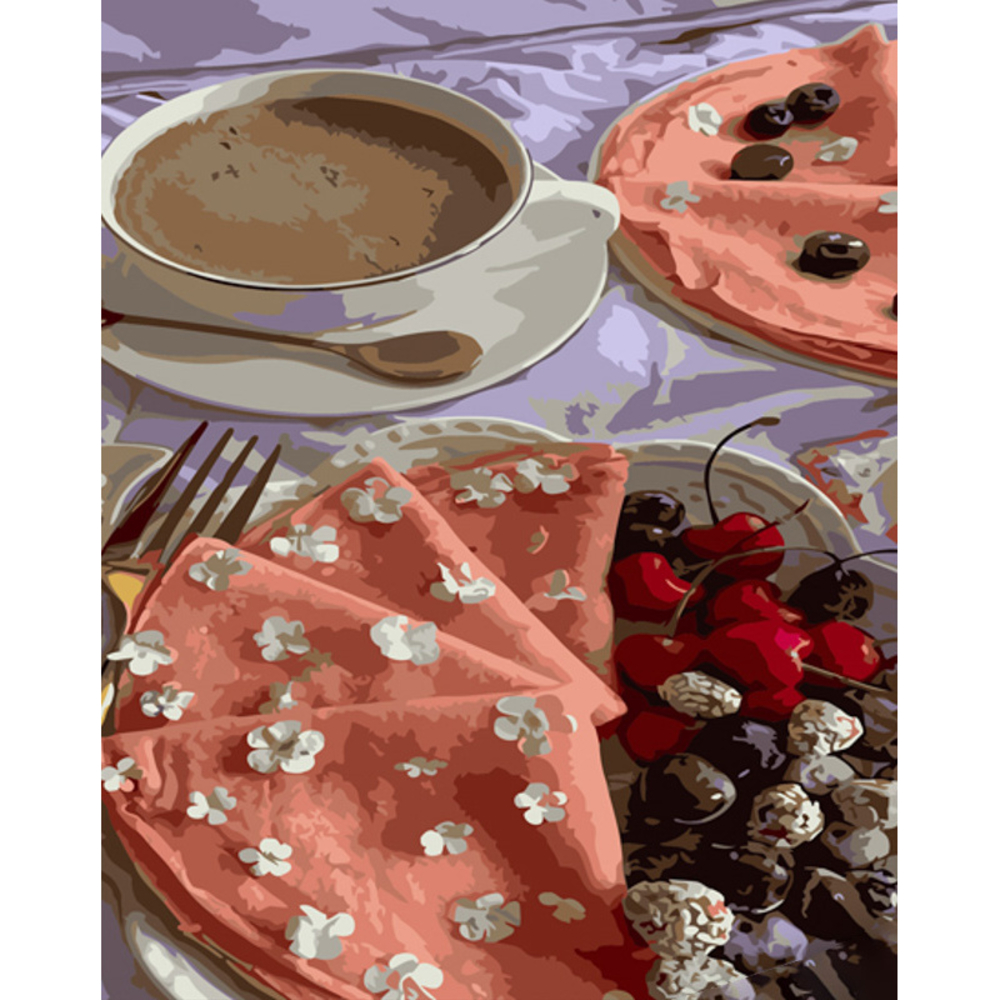 Фото, Видеообзоры картина за номерами strateg преміум млинці з фруктами з лаком розміром 40х50 см (gs1265)