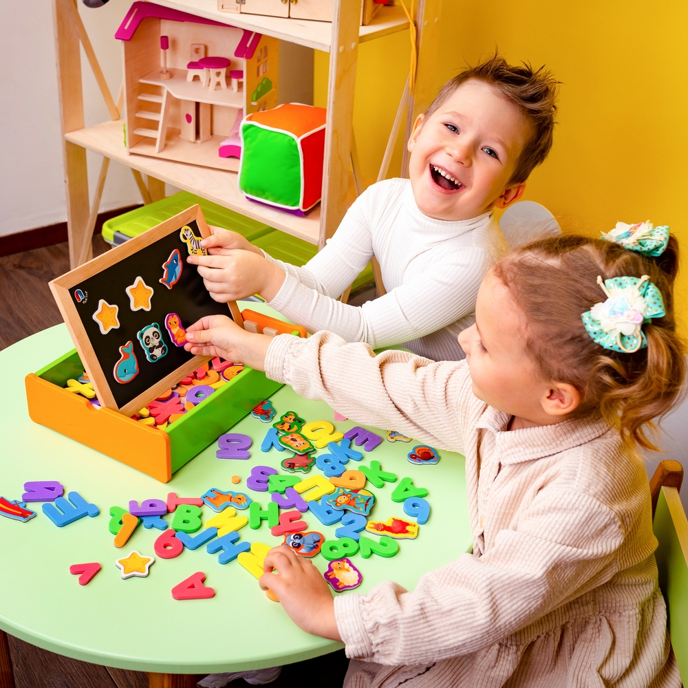 Фото, Відеоогляди магнітний набір 2 в 1 «абетка та математика» в дерев'яній коробці vt5411-17