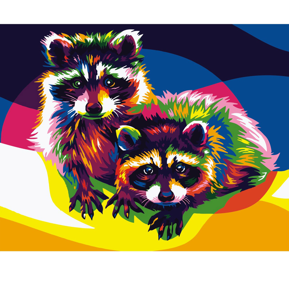 Фото, Видеообзоры картина за номерами strateg преміум поп-арт єнотики з лаком розміром 40х50 см va-0154