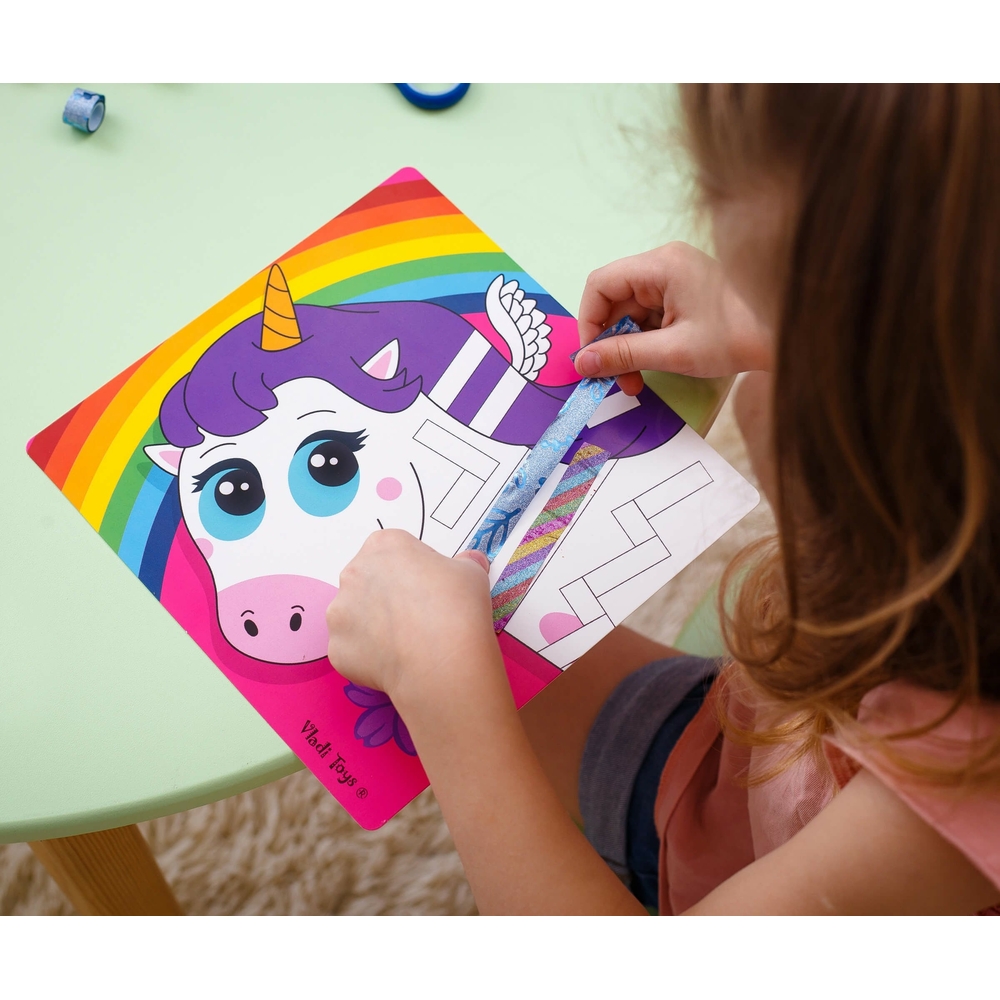 Фото, Відеоогляди набір для творчості з декоративним скотчем «sticky strips. єдиноріг» vladi toys vt4433-03