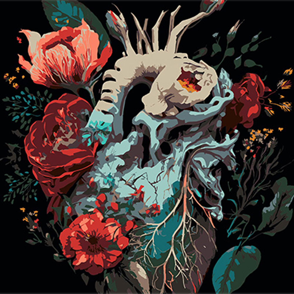 Фото, Відеоогляди картина за номерами strateg преміум квіткова експресія серця на чорному фоні розміром 30х30 см (sh3030-6)