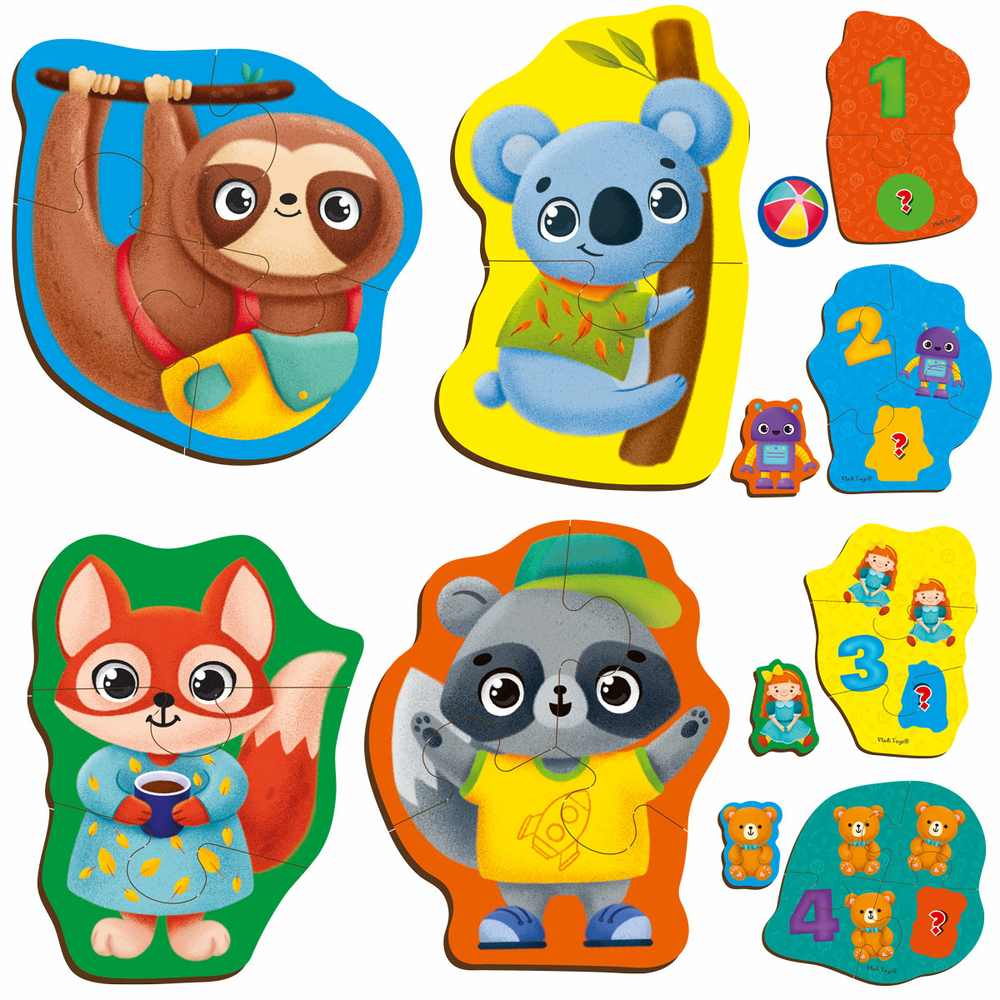 Фото, Видеообзоры гра розвиваюча vladi toys пазли картонні з грою. тварини. іграшки. vt1722-27