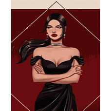 Картина за номерами Strateg ПРЕМІУМ Жінка в чорному розміром 40х50 см (GS700)