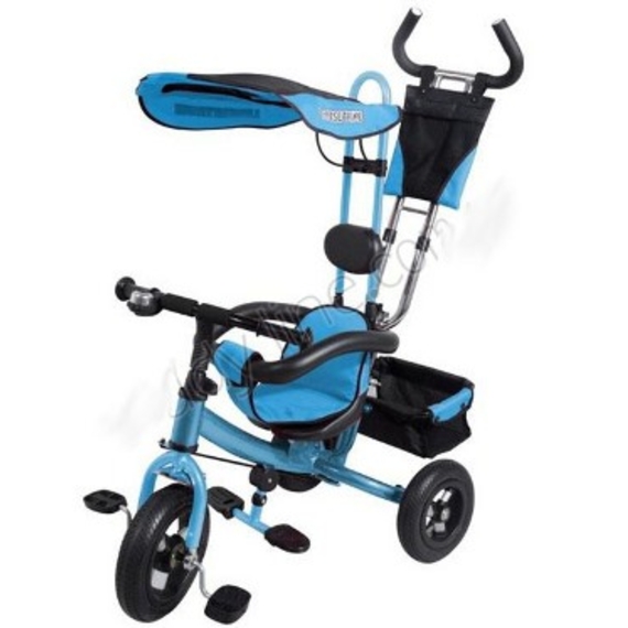 Велосипед 3-х коліс VT1405A блакитний (1шт) надувні колеса, знімна ручка, страх., Складн підніжжя
