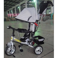 Велосипед трьохколісний BT-CT-0003 срібний ручка,крыша,перед.кол.11