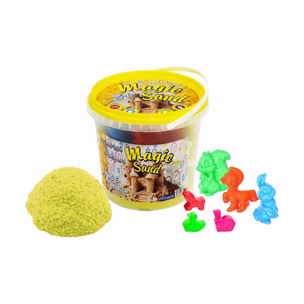 Фото, Видеообзоры кінетичний пісок strateg magic sand жовтий у відрі 1 кг (372-6)