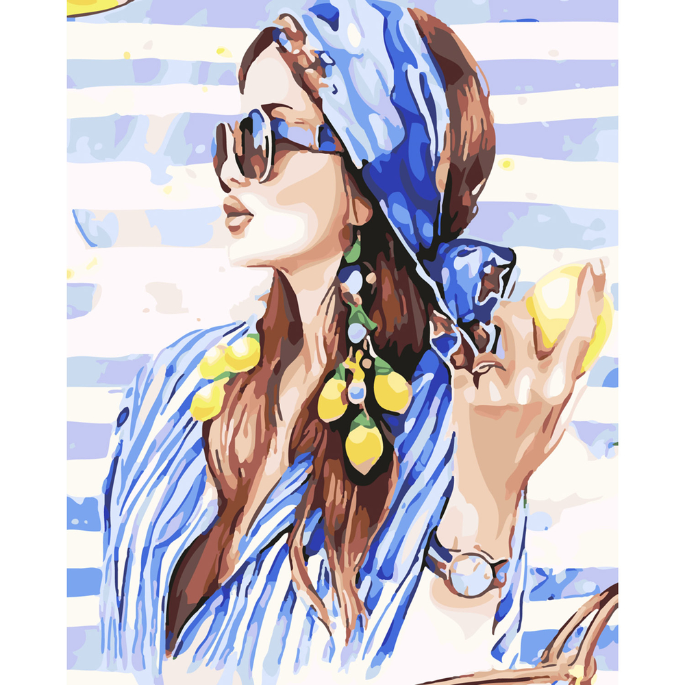 Фото, Видеообзоры картина за номерами strateg преміум дівчина в хустинці з лаком розміром 40х50 см sy6104