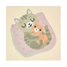 Алмазна мозаїка Strateg ПРЕМІУМ Кішка з кошеням на паперовій основі розміром 18х18 см (JUB14410)