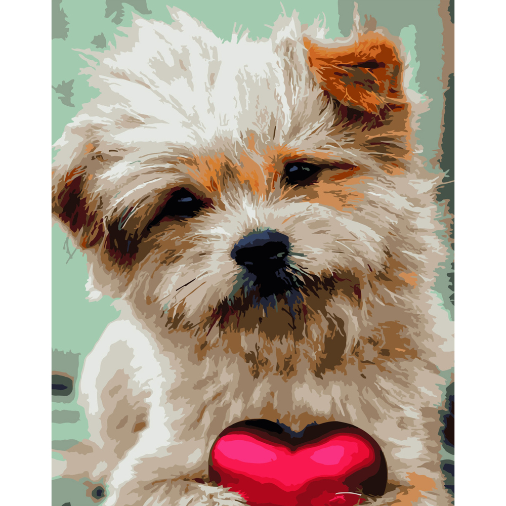 Фото, Відеоогляди картина за номерами strateg преміум тер'єр з сердечком з лаком розміром 40х50 см (sy6811)