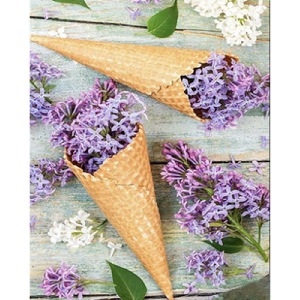 Фото, Відеоогляди алмазна мозаїка strateg преміум ріжок із бузком розміром 40х50 см  (sk85974)