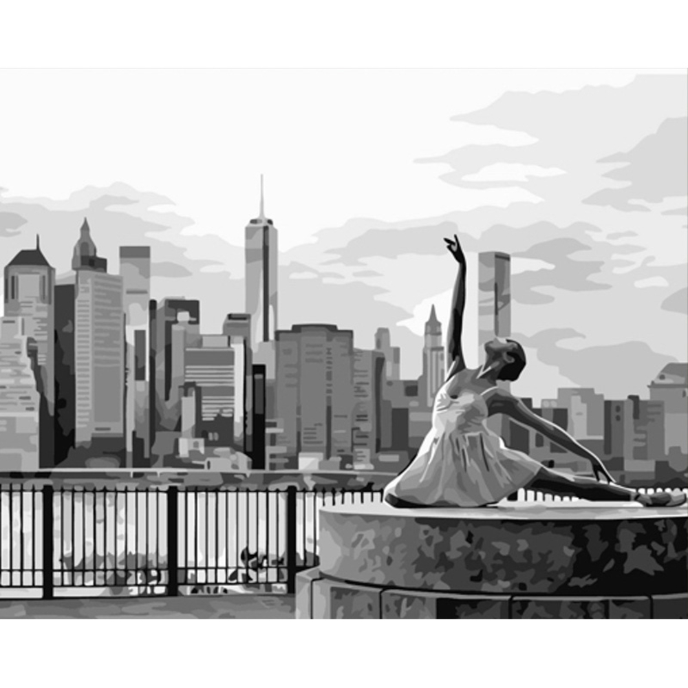 Фото, Видеообзоры картина за номерами strateg преміум балерина в нью йоркі з лаком та з рівнем розміром 40х50 см (dy430)