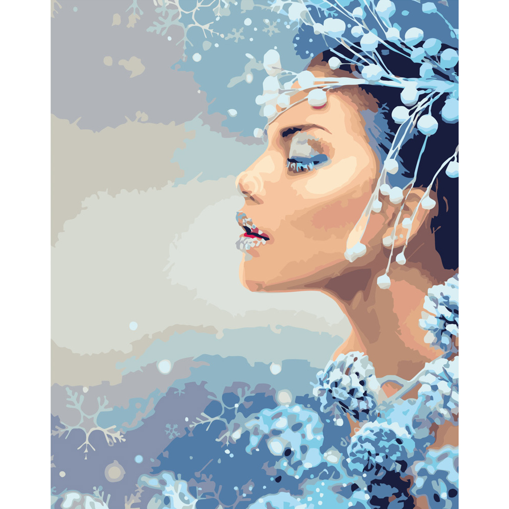 Фото, Видеообзоры картина за номерами strateg преміум зимова дівчина розміром 40х50 см (gs185)