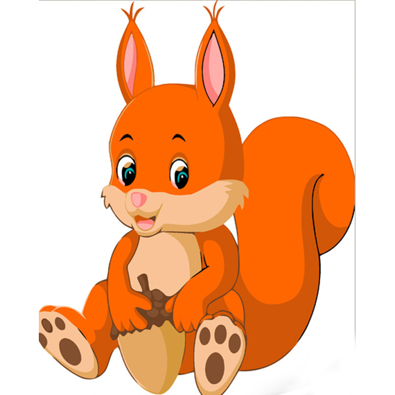 Картина за номерами Strateg ПРЕМІУМ Білочка з жолудом розміром 30х30 см (ES128)