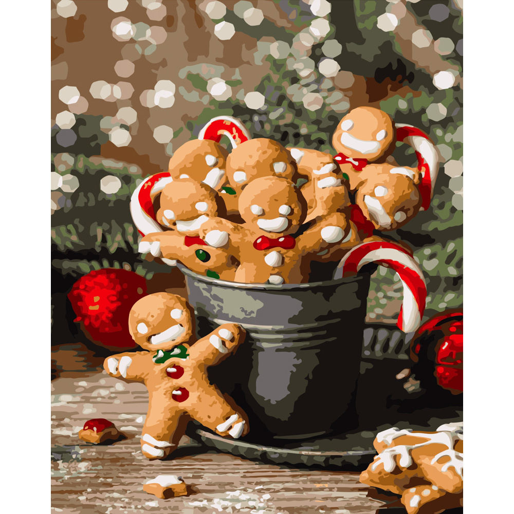 Фото, Видеообзоры картина за номерами strateg преміум імбирне печиво розміром 40х50 см (gs471)