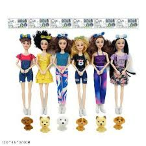Лялька арт. DXF1384 (180шт/2) типу Барбі, мікс 6 видів, з улюбленцем пакет