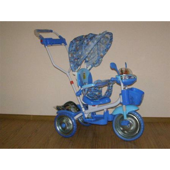 Велосипед ET 128 B-18Т/A18-9 (2шт) три колеса крыша длинная ручка квадратная, розовый.