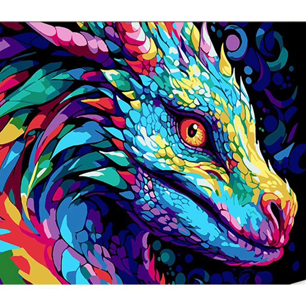 Фото, Відеоогляди картина за номерами strateg преміум яскравий образ дракона на чорному фоні розміром 30х40 см (fh-11)