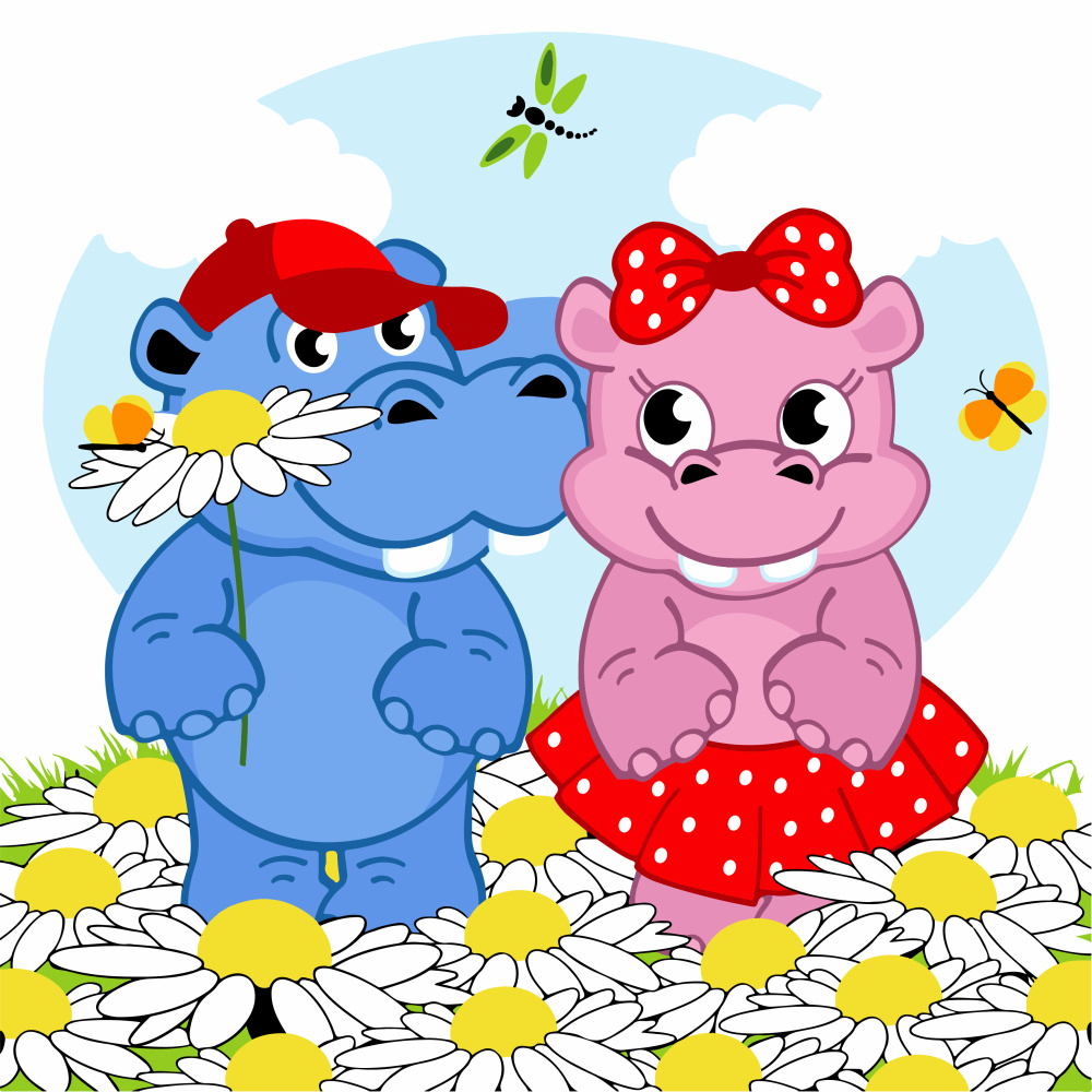 Фото, Відеоогляди картина за номерами strateg преміум кохання бегемотів з лаком та з рівнем розміром 30х30 см (es-0807)