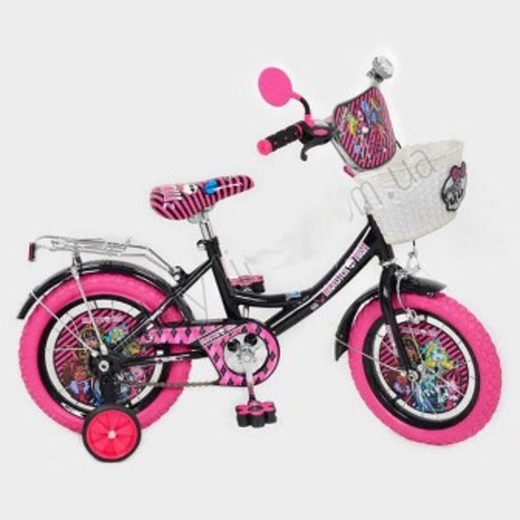 Велосипед дитячий мульт 16д. P 1657 MH-P (1шт) MH, корзина, фігурні педалі, рожева гума,115-89-56см