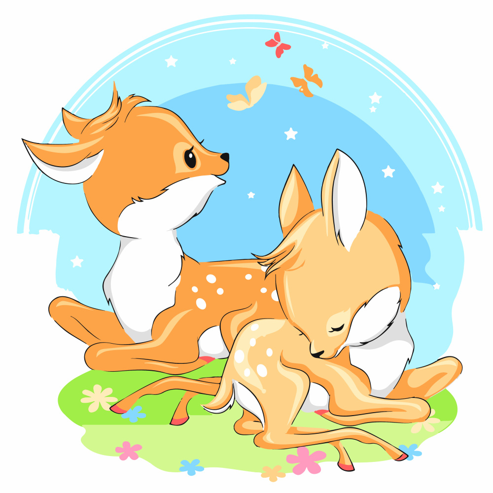 Фото, Видеообзоры картина за номерами strateg преміум сімейство оленят з лаком та з рівнем розміром 30х30 см (es-0859)