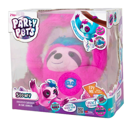 Фото, Видеообзоры інтерактивна м'яка іграшка party pets лінивець рожевого кольору