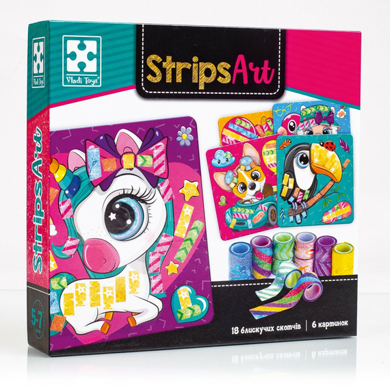 Набір для творчості з декоративним скотчем «Strips Art. Щасливі мордочки» Vladi Toys VT4433-13