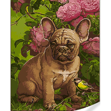 Картина за номерами Strateg Французький бульдог на кольоровому фоні розміром 40х50 (GS1595) Картина за номерами Strateg Французький бульдог на кольоровому фоні розміром 40х50 (GS1595)