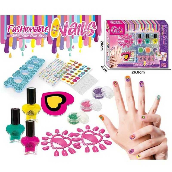 Набір для манікюру 8827 (144/2) лак, тіпси, блискітки, наліпки, у коробці