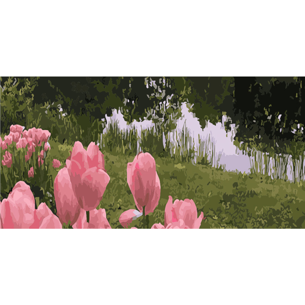 Фото, Відеоогляди картина за номерами strateg преміум тюльпани на березі річки strateg розміром 50х25 см (ww042)