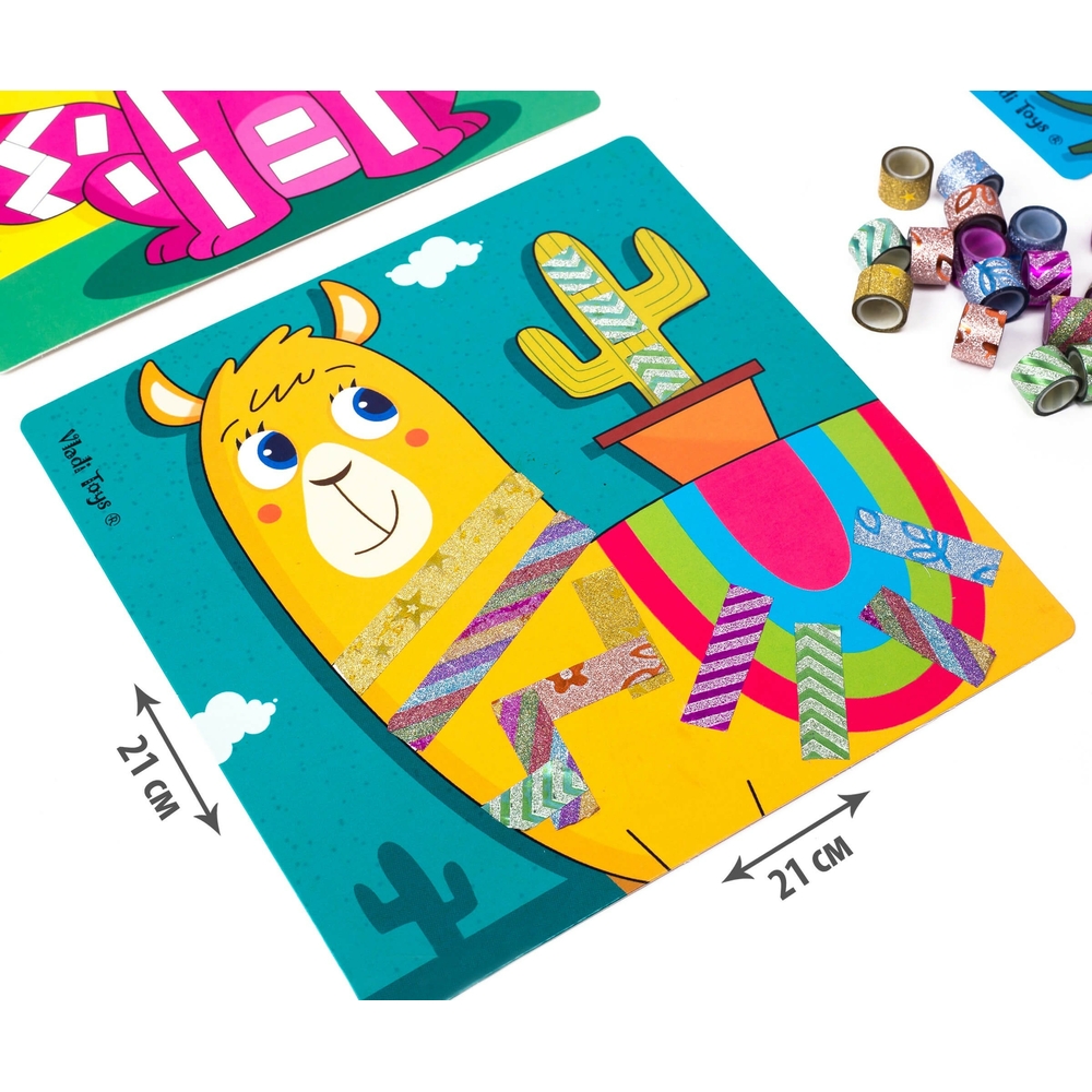 Фото, Відеоогляди набір для творчості з декоративним скотчем «sticky strips. лама» vladi toys vt4433-04