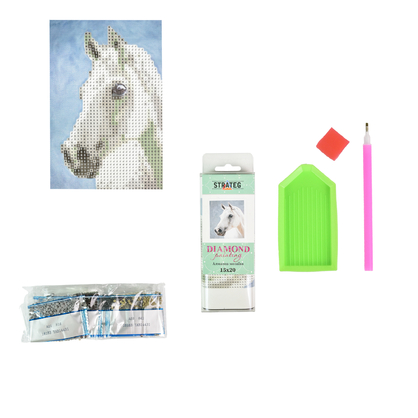 Фото, Видеообзоры алмазна мозаїка strateg преміум білий кінь без підрамника розміром 10х15 см (yab14431)