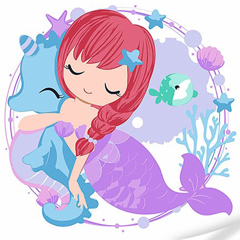 Фото, Видеообзоры картина за номерами strateg преміум русалонька та морський коник з лаком та з рівнем розміром 30х30 см (es-0881)