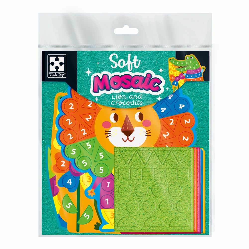Фото, Видеообзоры набір для творчості vladi toys зі плюшевою мозаїкою «лев та крокодил» vt4511-18