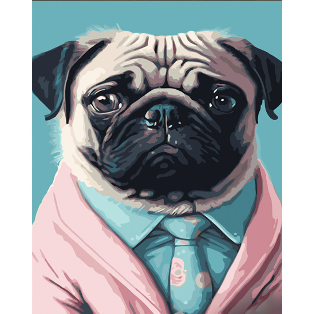 Фото, Відеоогляди картина за номерами strateg преміум містер мопс з лаком розміром 30х40 см (ss6738)