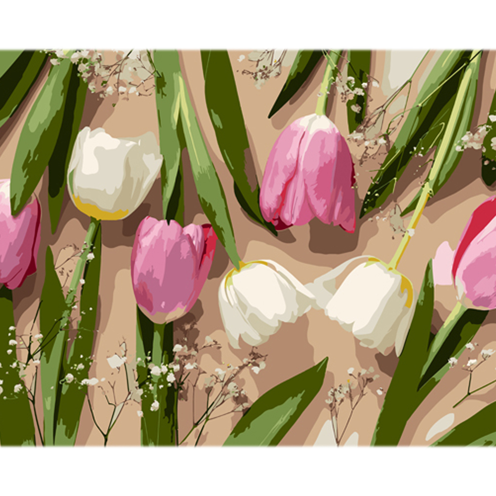 Фото, Відеоогляди картина за номерами strateg ніжність тюльпанів  на кольоровому фоні розміром 40х50 см (mz074)