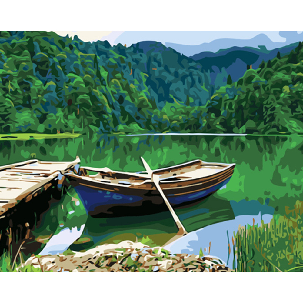 Фото, Видеообзоры картина за номерами strateg преміум лодка на березі розміром 40х50 см (gs1104)