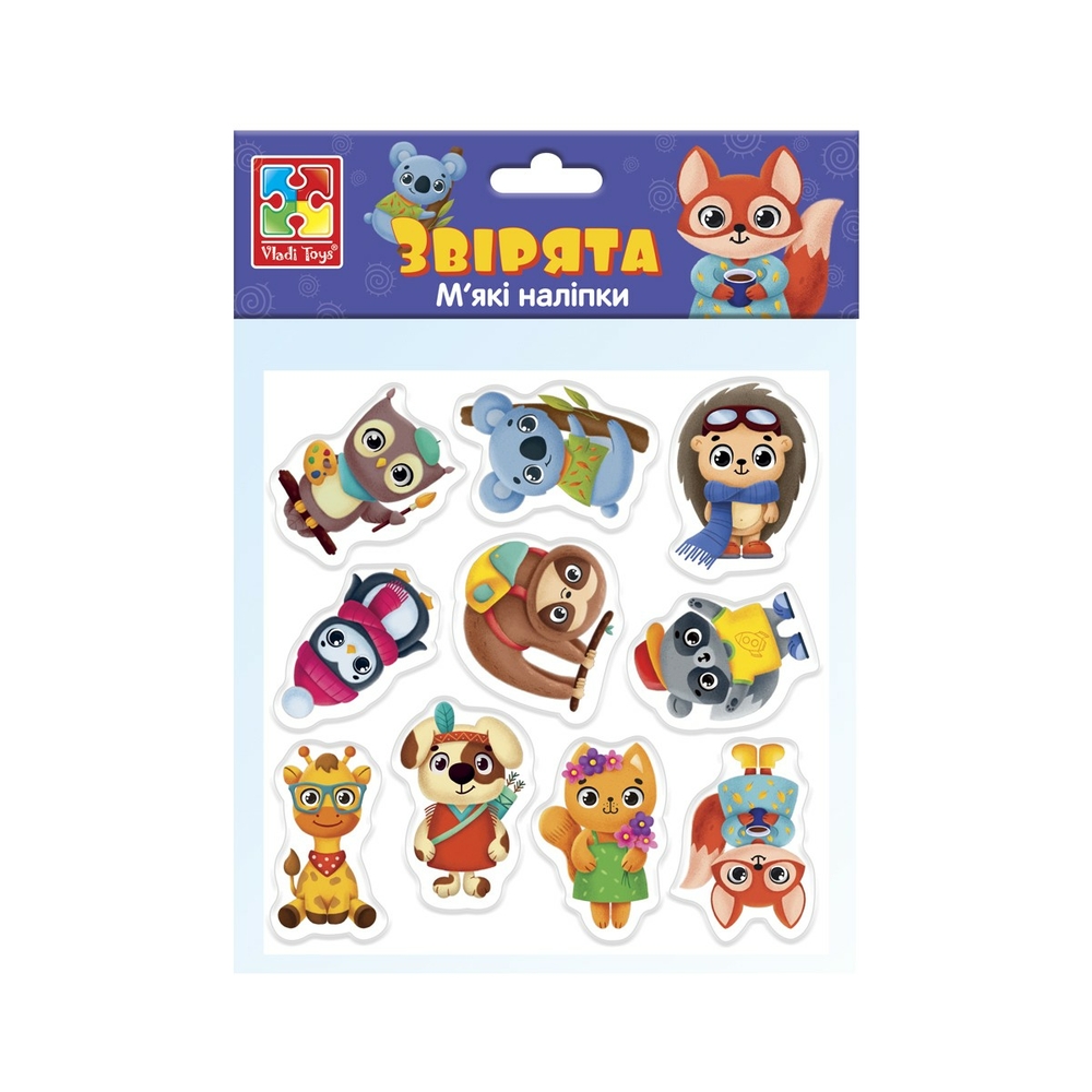 Фото, Відеоогляди набір для творчості м'які наліпки «звірята» vladi toys vt4210-10