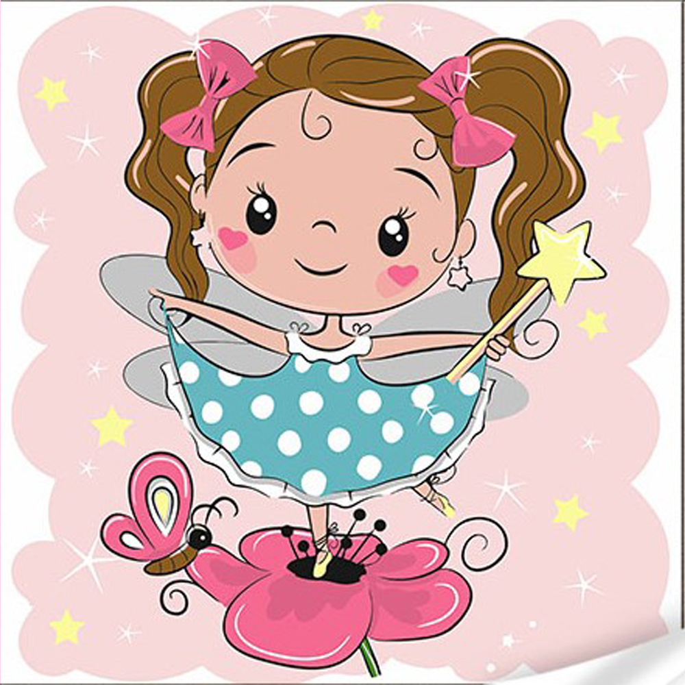 Фото, Видеообзоры картина за номерами strateg преміум дівчинка на квітці з лаком та з рівнем розміром 30х30 см (es-0871)