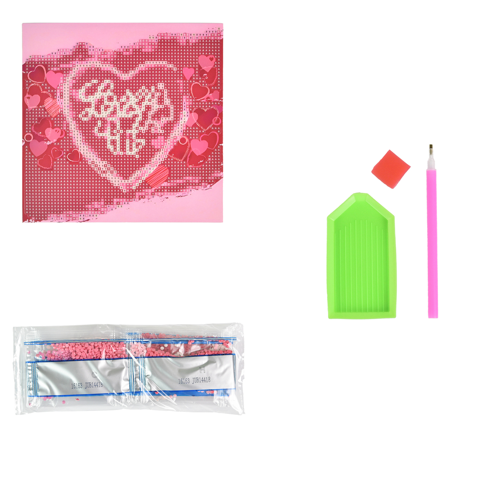 Фото, Видеообзоры алмазна мозаїка strateg преміум повітряна атмосфера кохання на паперовій основі розміром 18х18 см (jub14418)