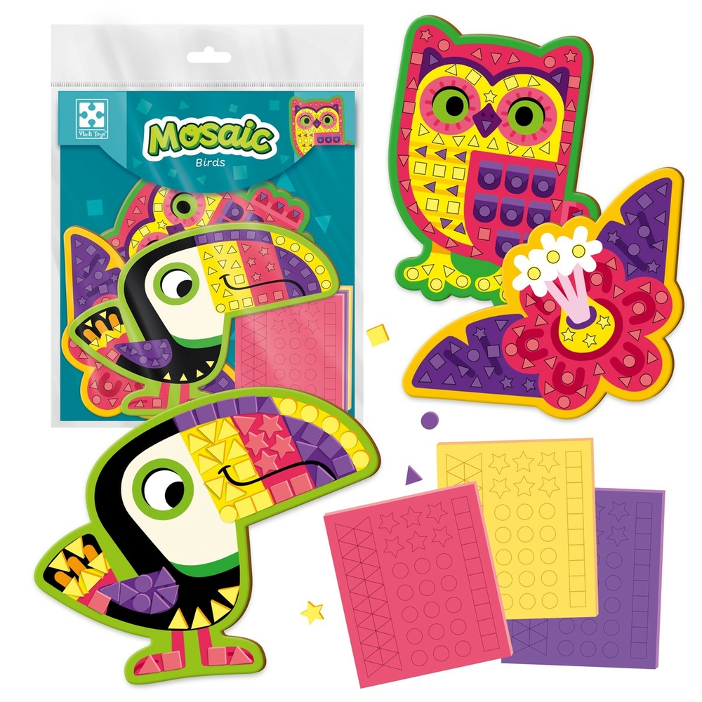 Фото, Відеоогляди набір для творчості м'яка мозаїка «птахи» vladi toys vt4511-09