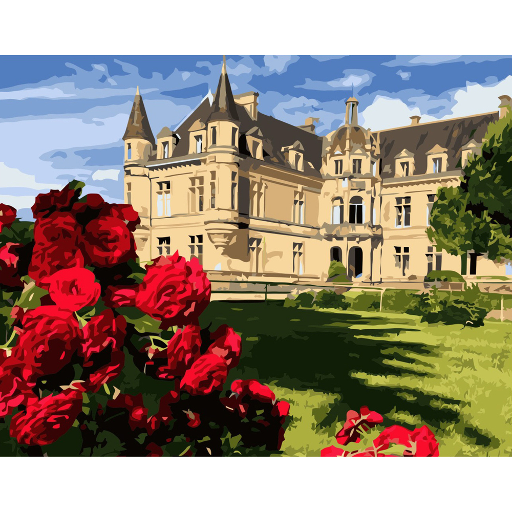 Фото, Відеоогляди картина за номерами strateg замок залитий сонцем на кольоровому фоні розміром 40х50 см (va-3328)