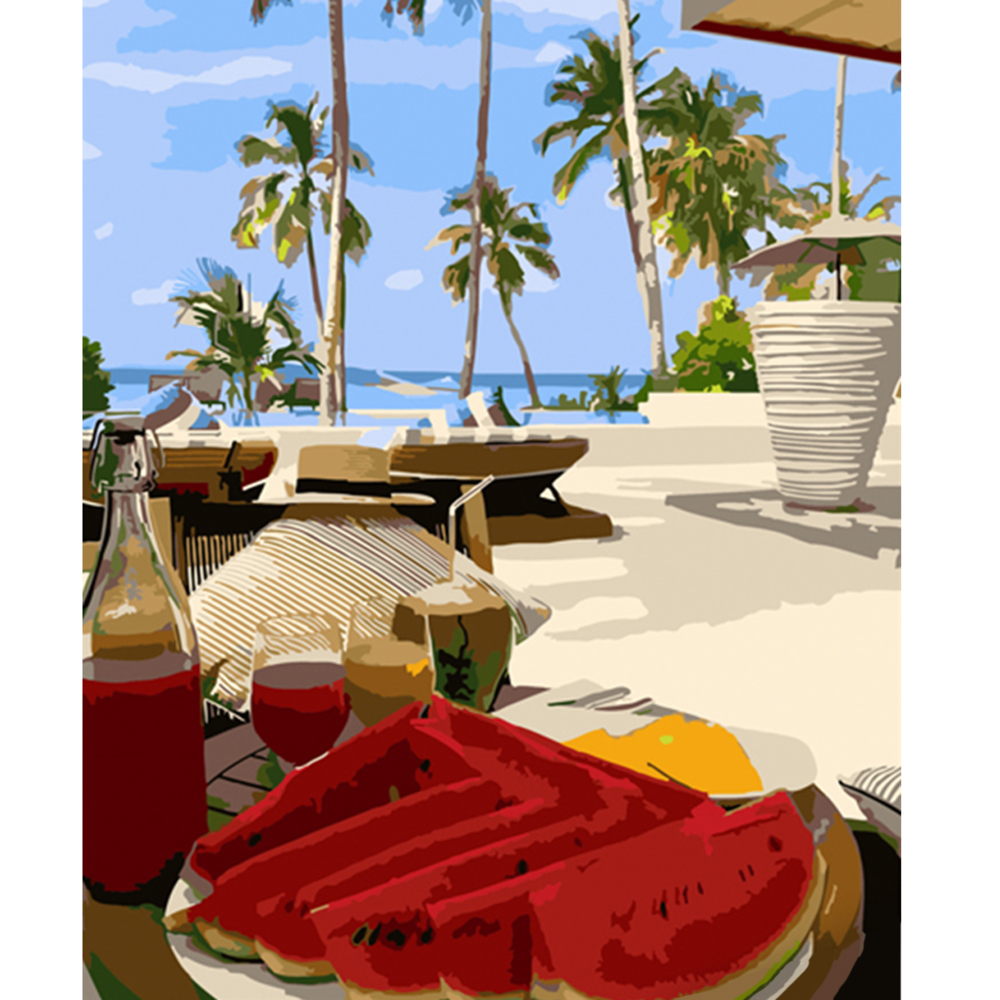 Фото, Відеоогляди картина за номерами strateg преміум кавун на морі розміром 40х50 см (hh013)