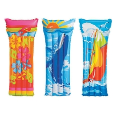 Матрац 58715 (12шт) Флаги, корабли, рыбки 3 цвета 183-76 см