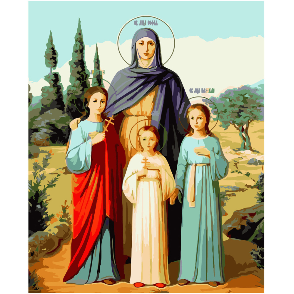 Фото, Відеоогляди картина за номерами strateg преміум віра, надія, любов та їхня мати софія з лаком розміром 40х50 см sy6573